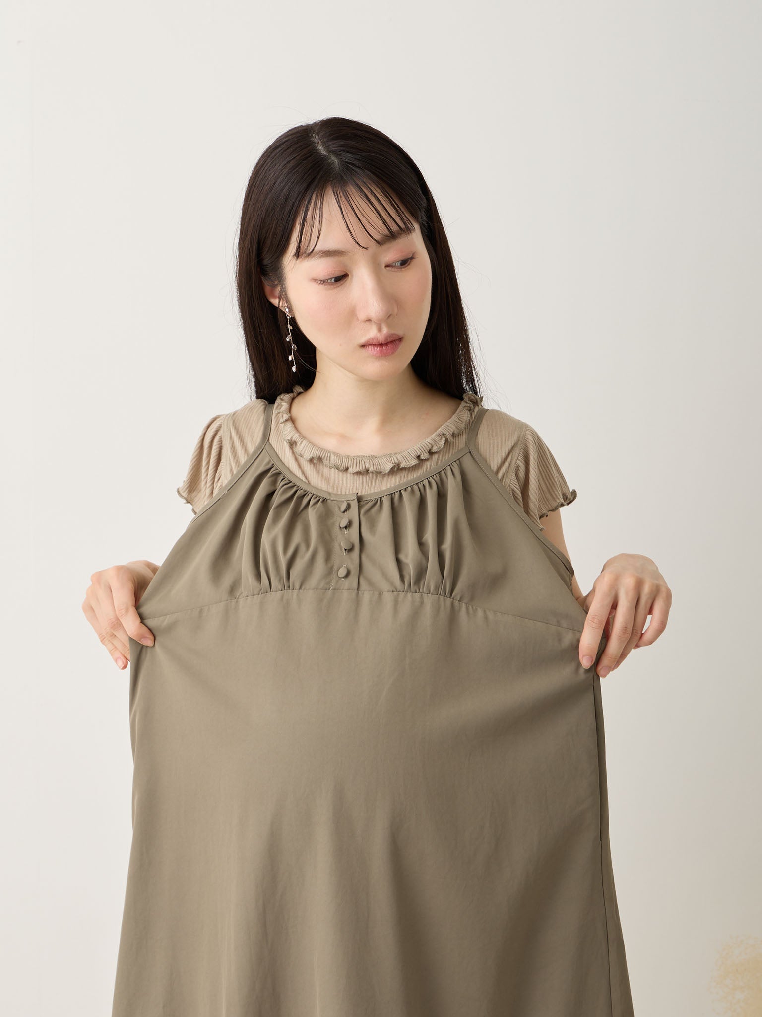 フロントボタンキャミワンピース Khaki – honono for mom&baby