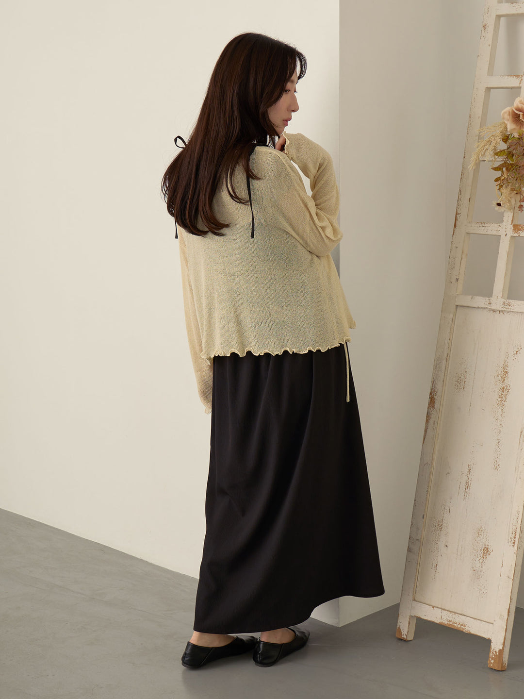 褶皱吊带连衣裙 黑色