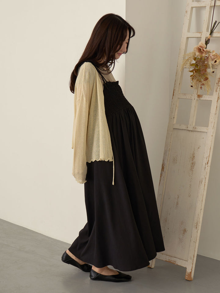 褶皱吊带连衣裙 黑色