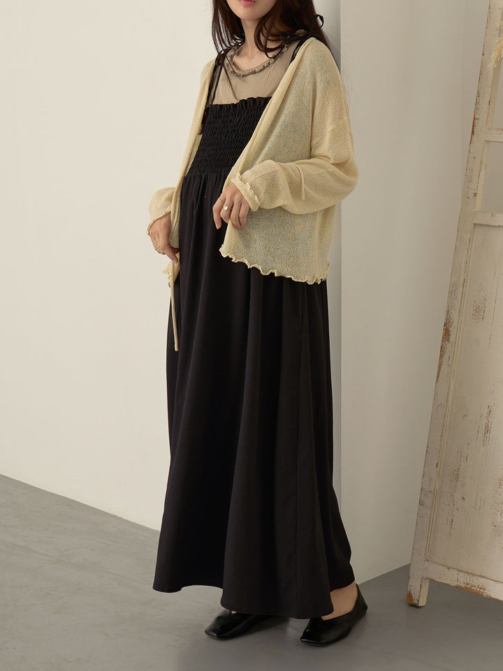 褶皱吊带连衣裙 黑色