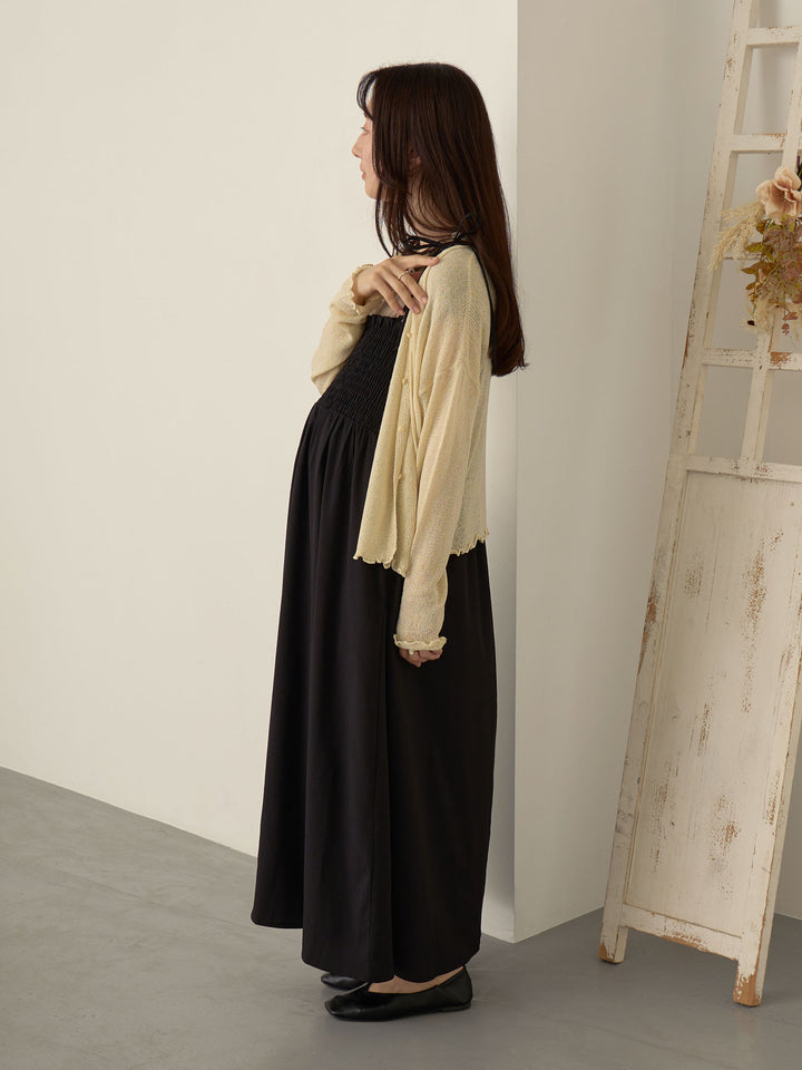 褶皱吊带连衣裙 黑色