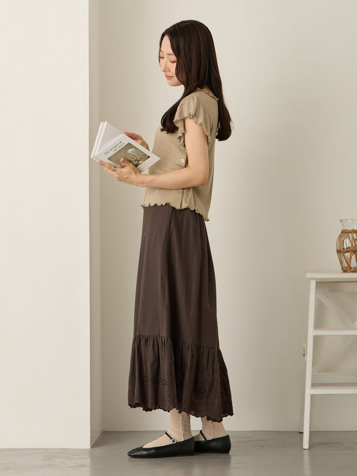 炭灰色棉质蕾丝裙