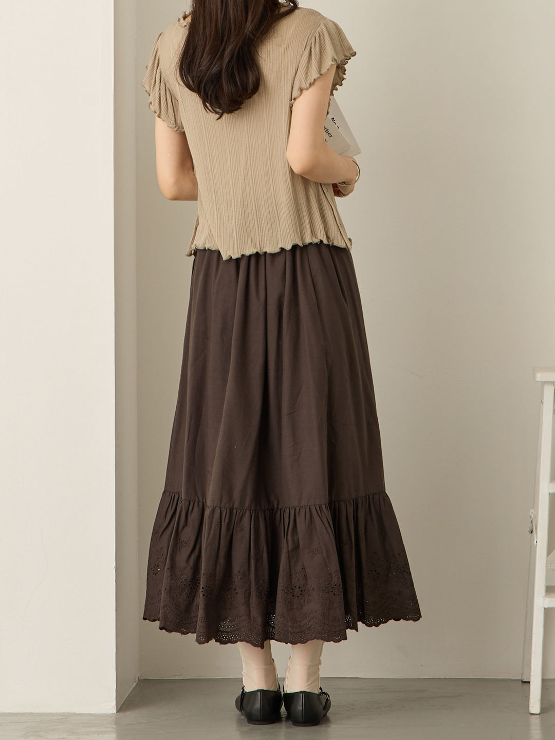 炭灰色棉质蕾丝裙