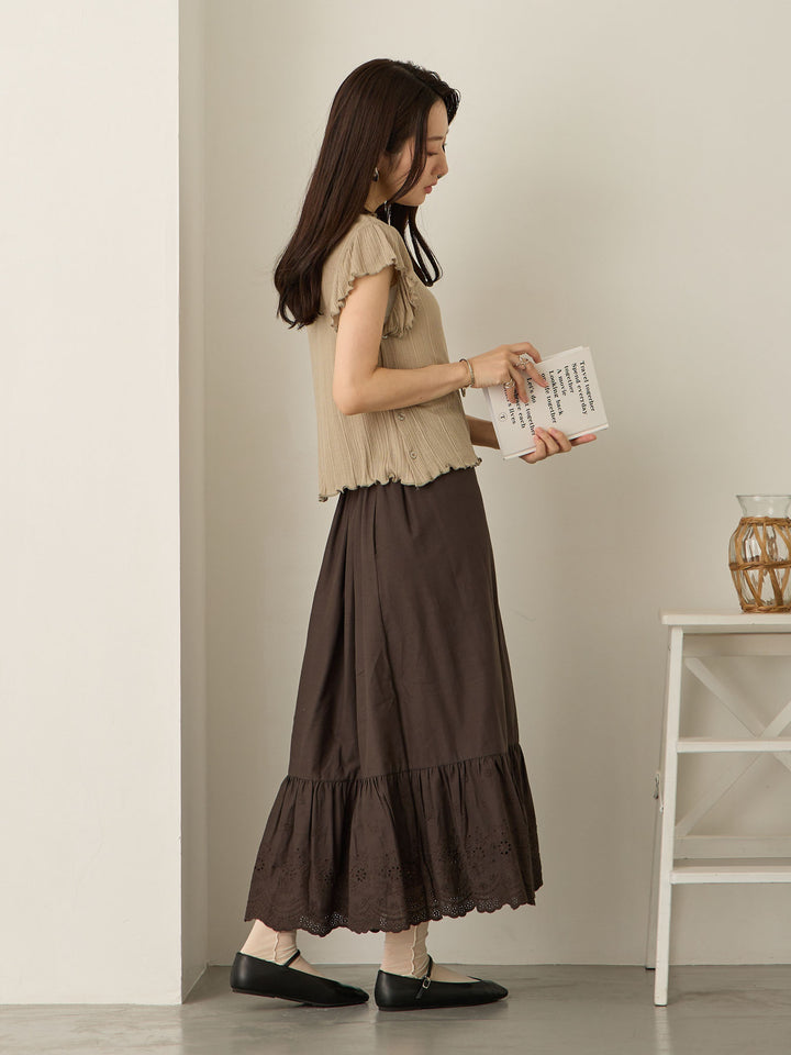 炭灰色棉质蕾丝裙
