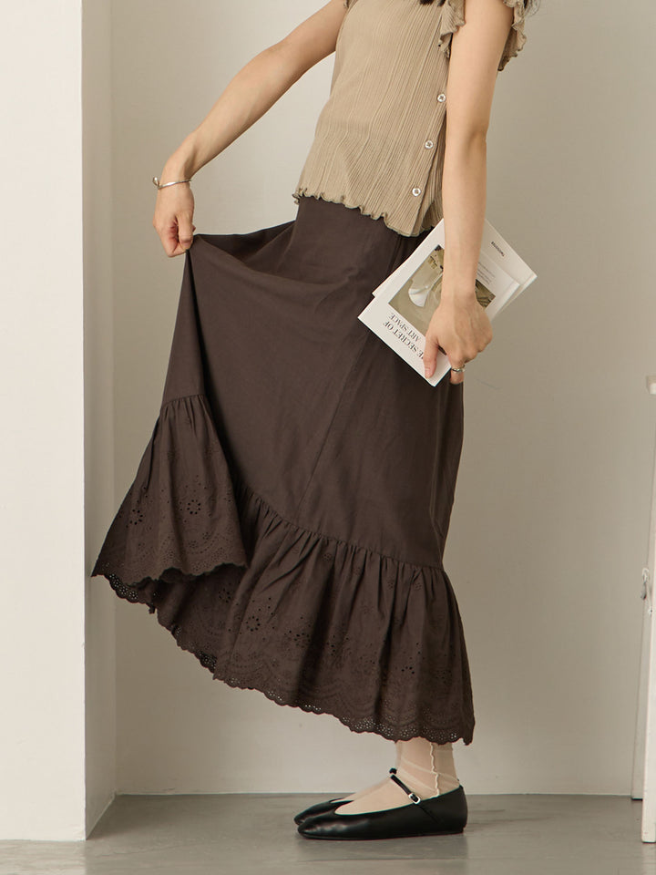 炭灰色棉质蕾丝裙