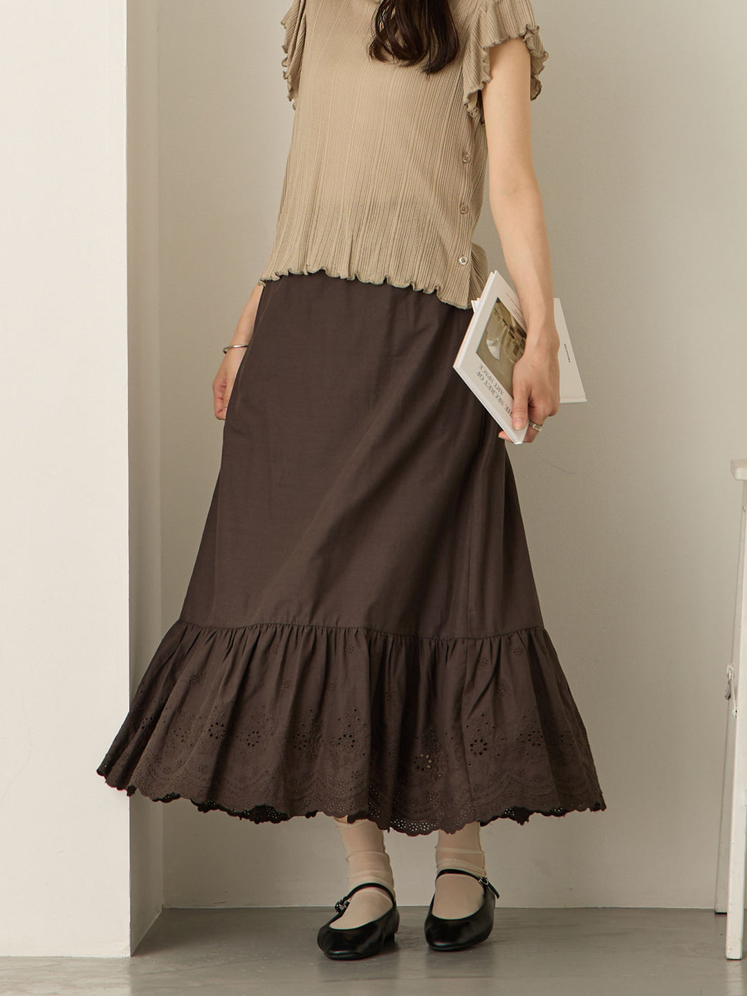 炭灰色棉质蕾丝裙