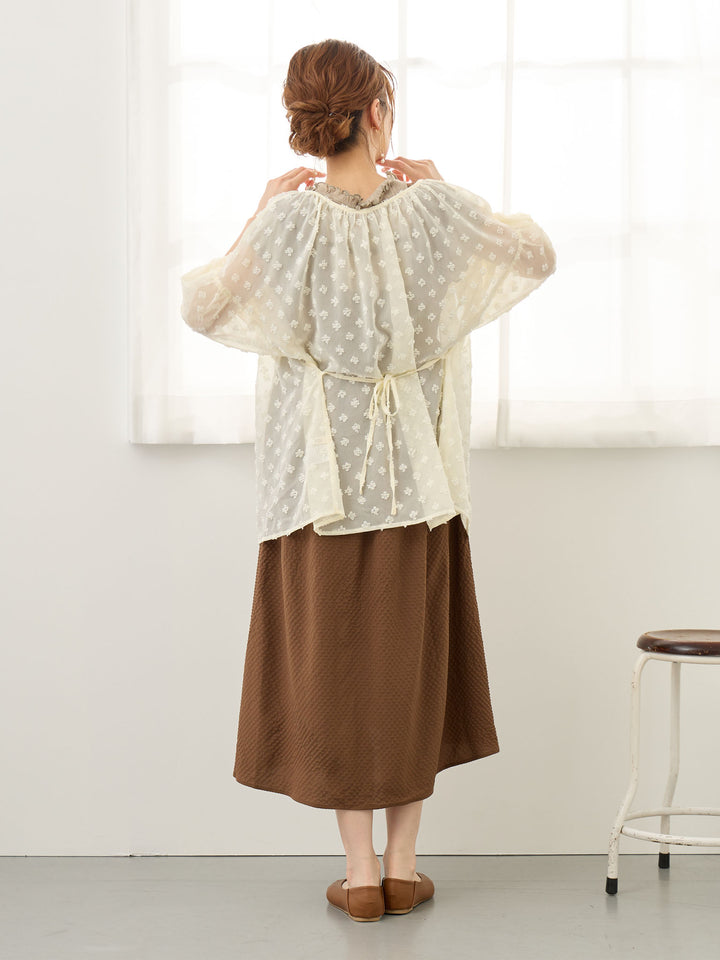 リボン付きジャンパースカート Brown