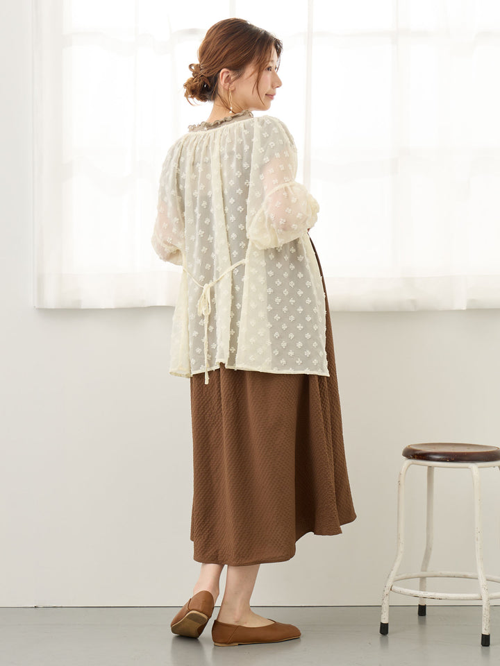 リボン付きジャンパースカート Brown