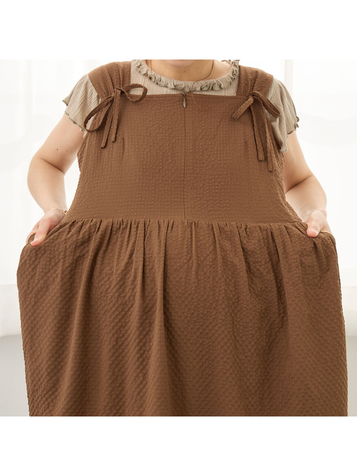 リボン付きジャンパースカート Brown