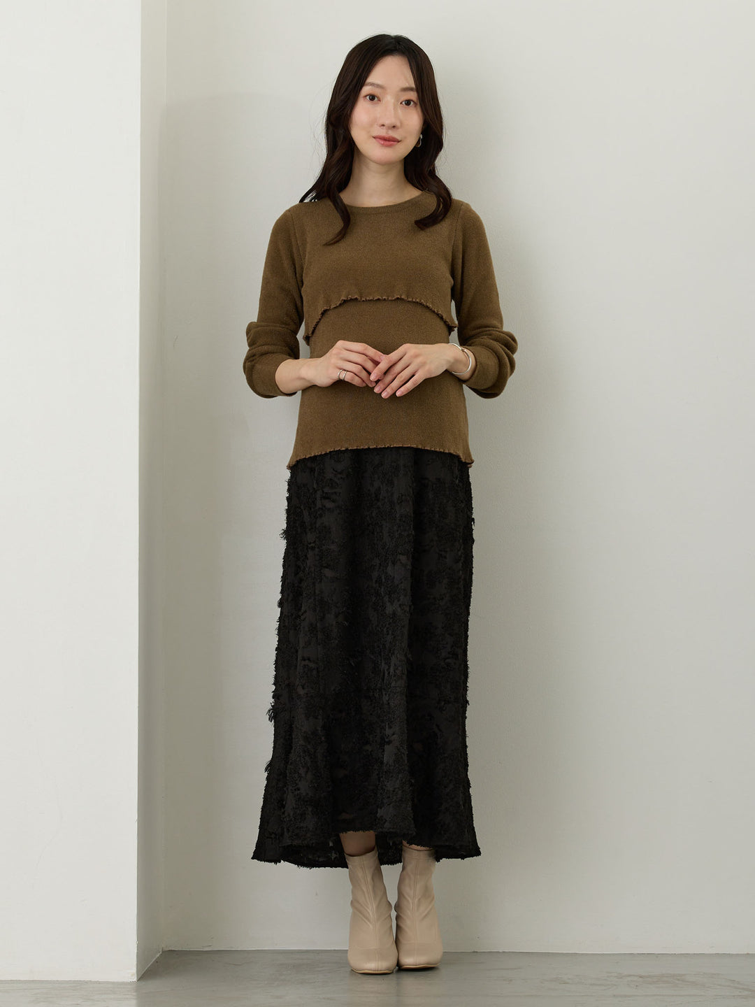 シンプル授乳ニット Brown