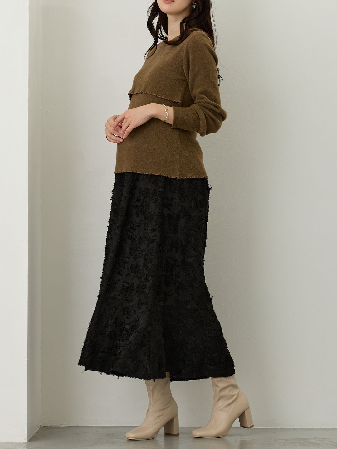 シンプル授乳ニット Brown