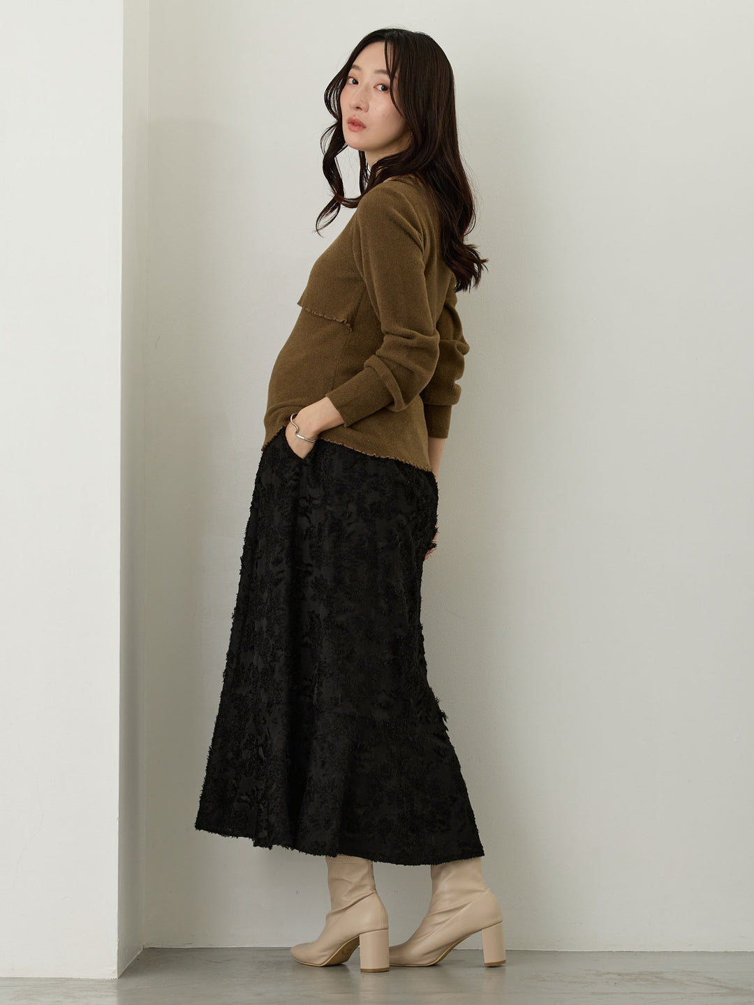 シンプル授乳ニット Brown