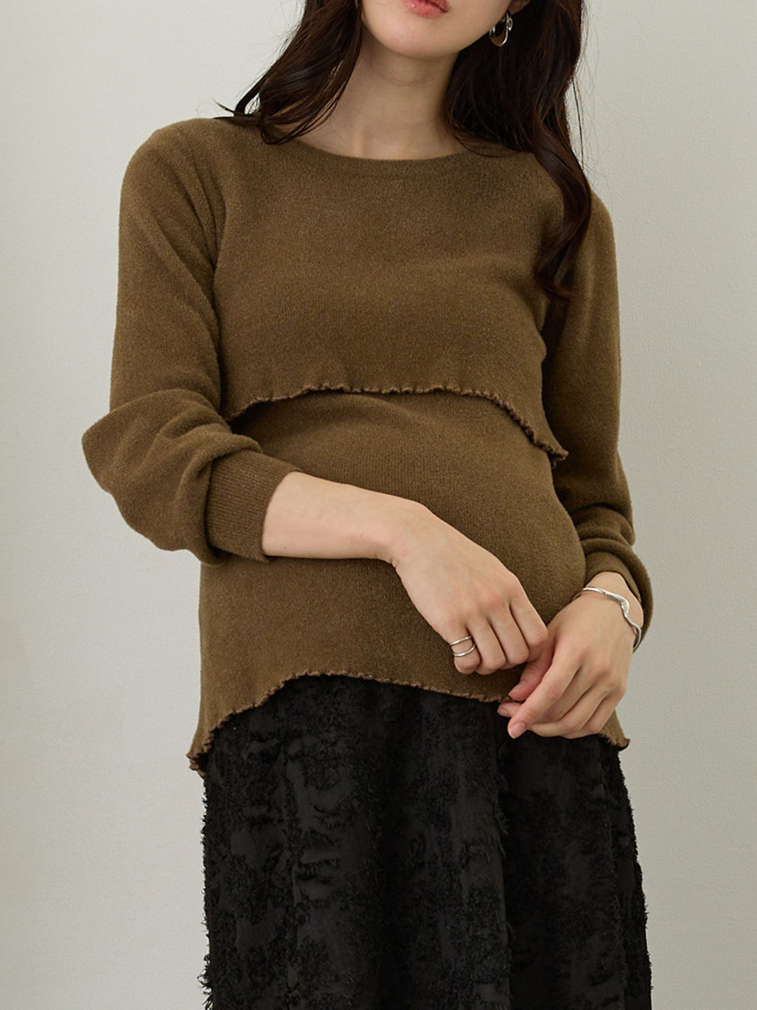 シンプル授乳ニット Brown