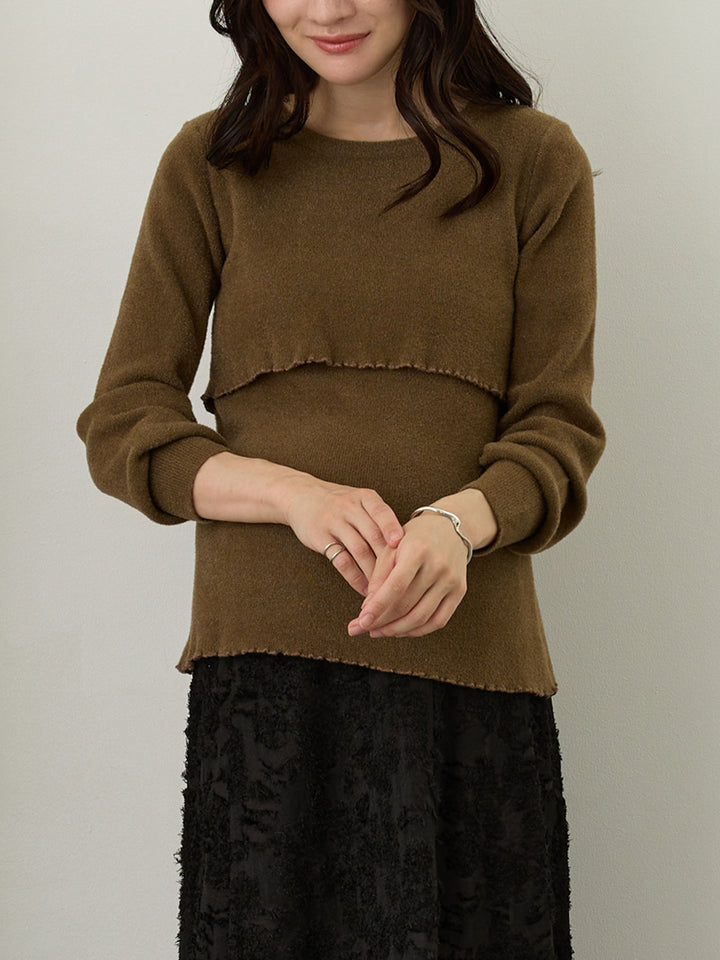シンプル授乳ニット Brown