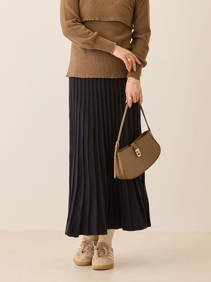 ニットプリーツスカート Black