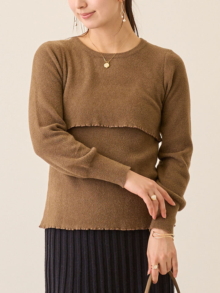 シンプル授乳ニット Brown