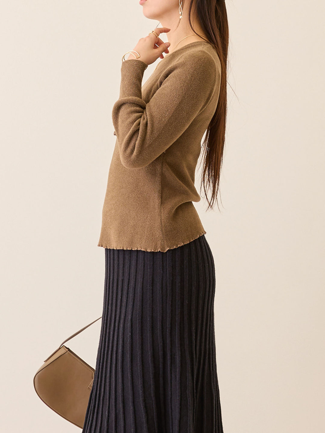 シンプル授乳ニット Brown