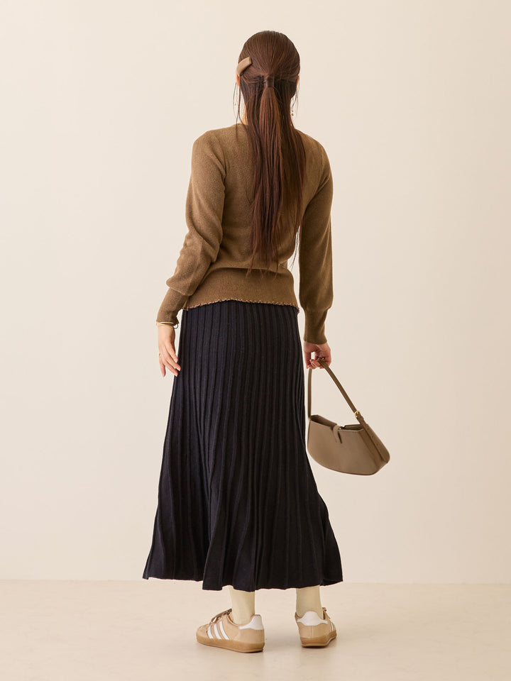 ニットプリーツスカート Black