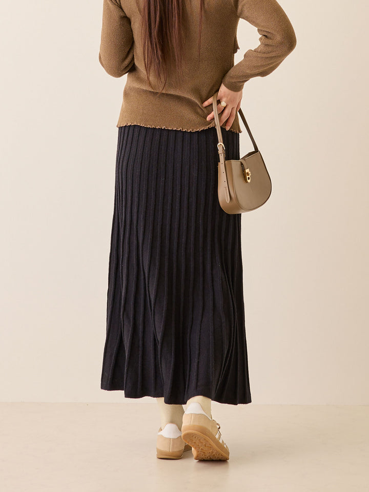 ニットプリーツスカート Black