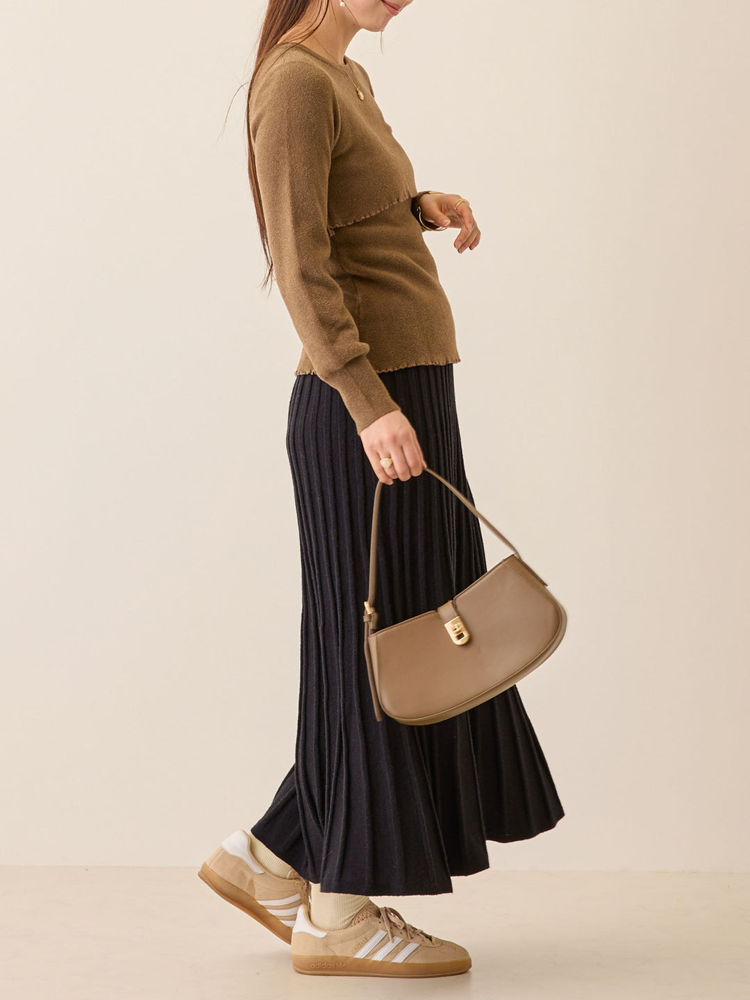 シンプル授乳ニット Brown