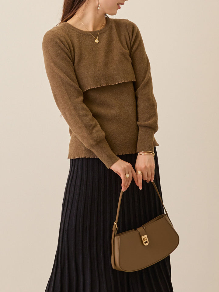 シンプル授乳ニット Brown