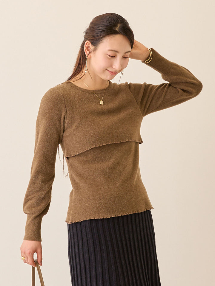 シンプル授乳ニット Brown