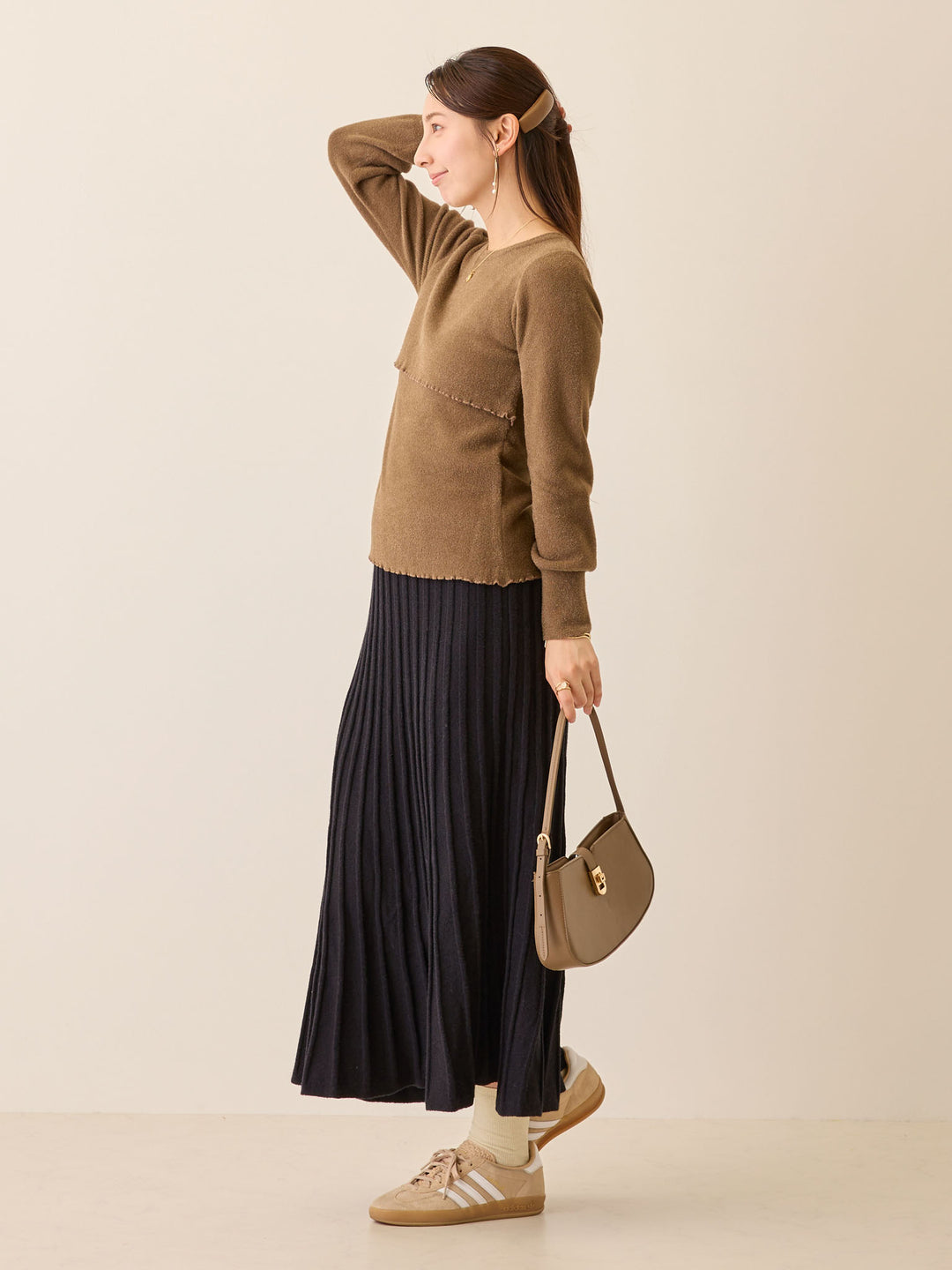 シンプル授乳ニット Brown