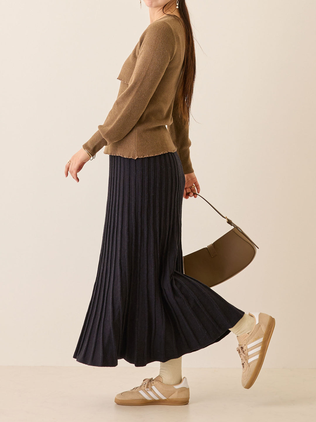 ニットプリーツスカート Black