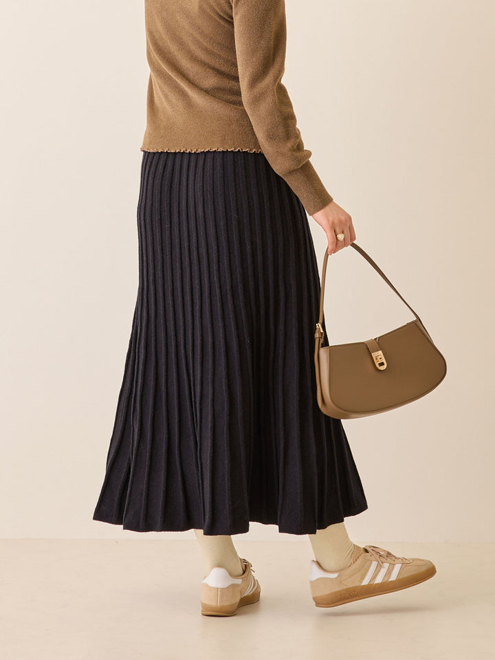 ニットプリーツスカート Black