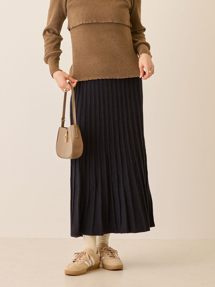 ニットプリーツスカート Black
