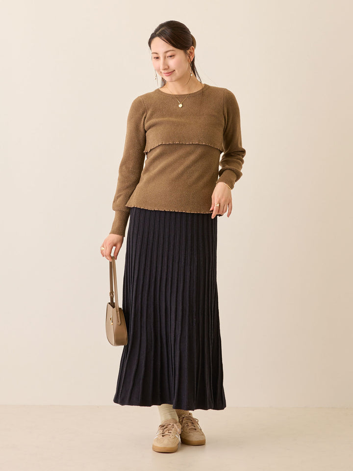 ニットプリーツスカート Black