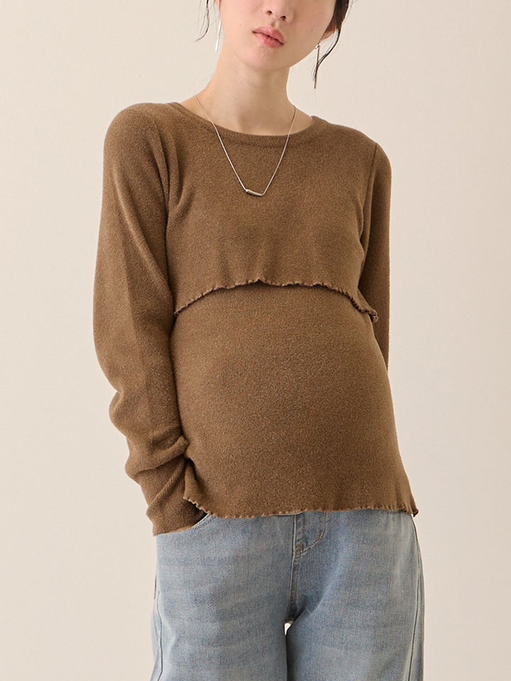 シンプル授乳ニット Brown
