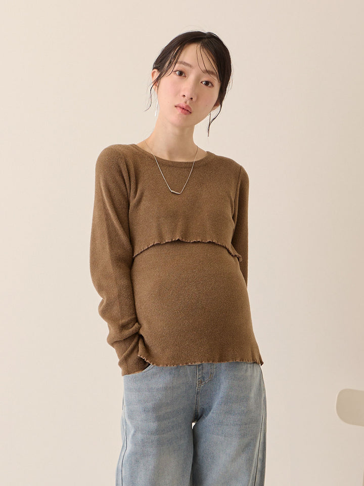 シンプル授乳ニット Brown
