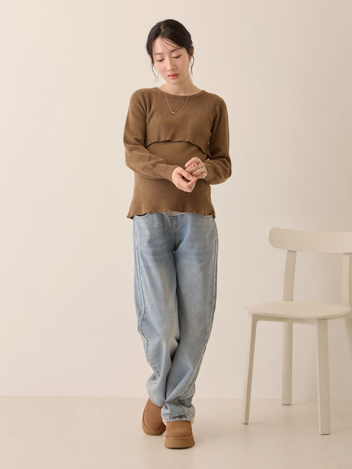 シンプル授乳ニット Brown