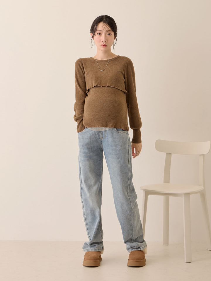 シンプル授乳ニット Brown