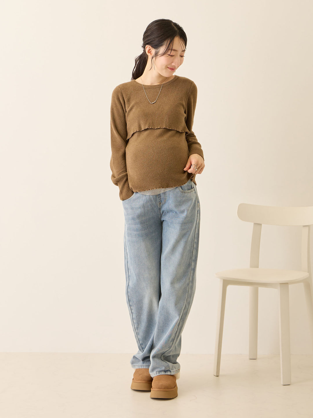 マタニティロングデニム Light blue