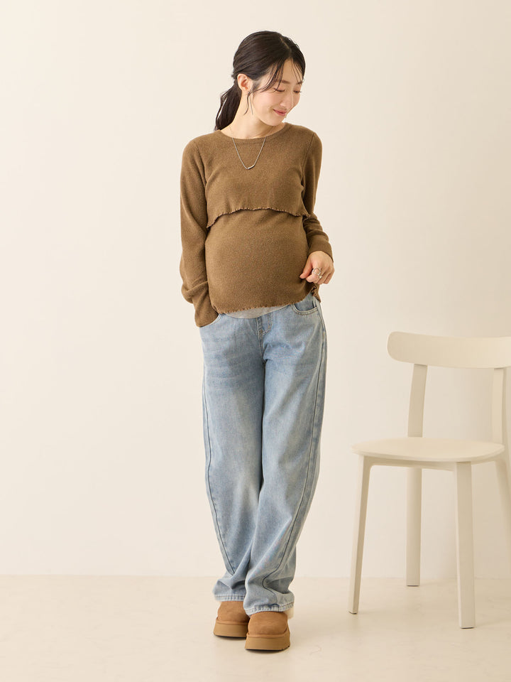 マタニティロングデニム Light blue