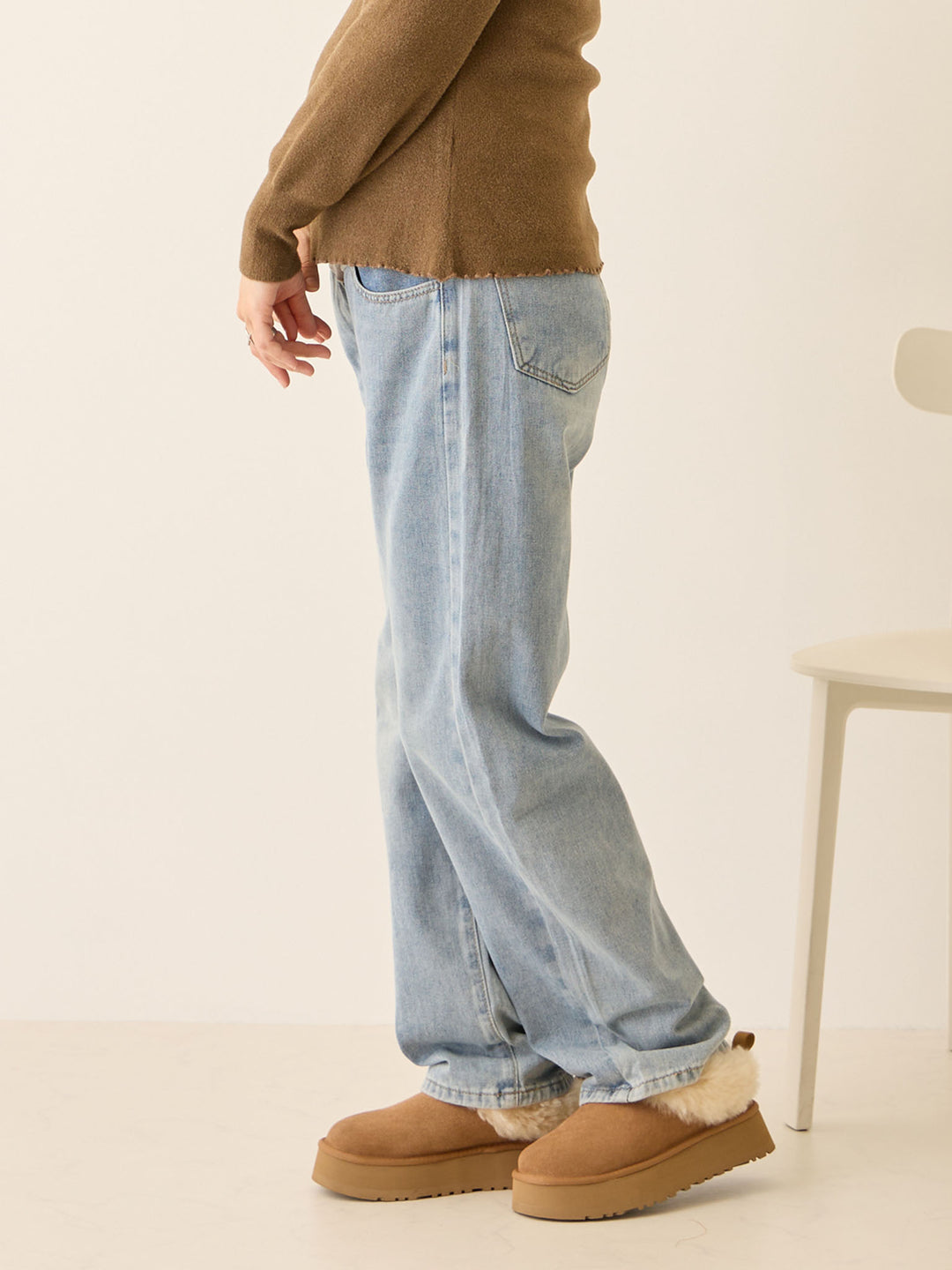 マタニティロングデニム Light blue