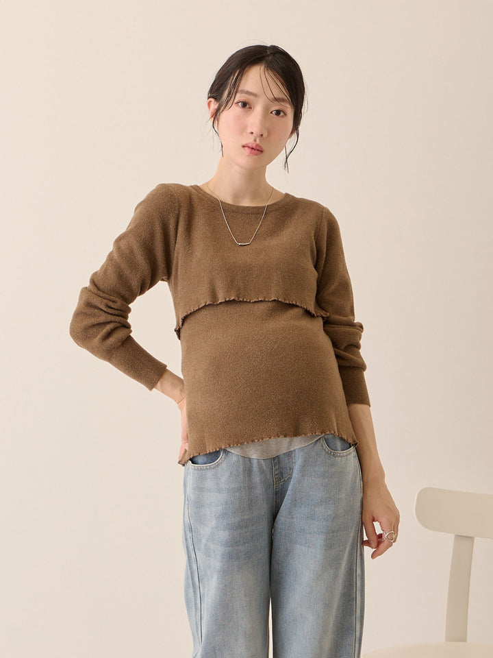シンプル授乳ニット Brown