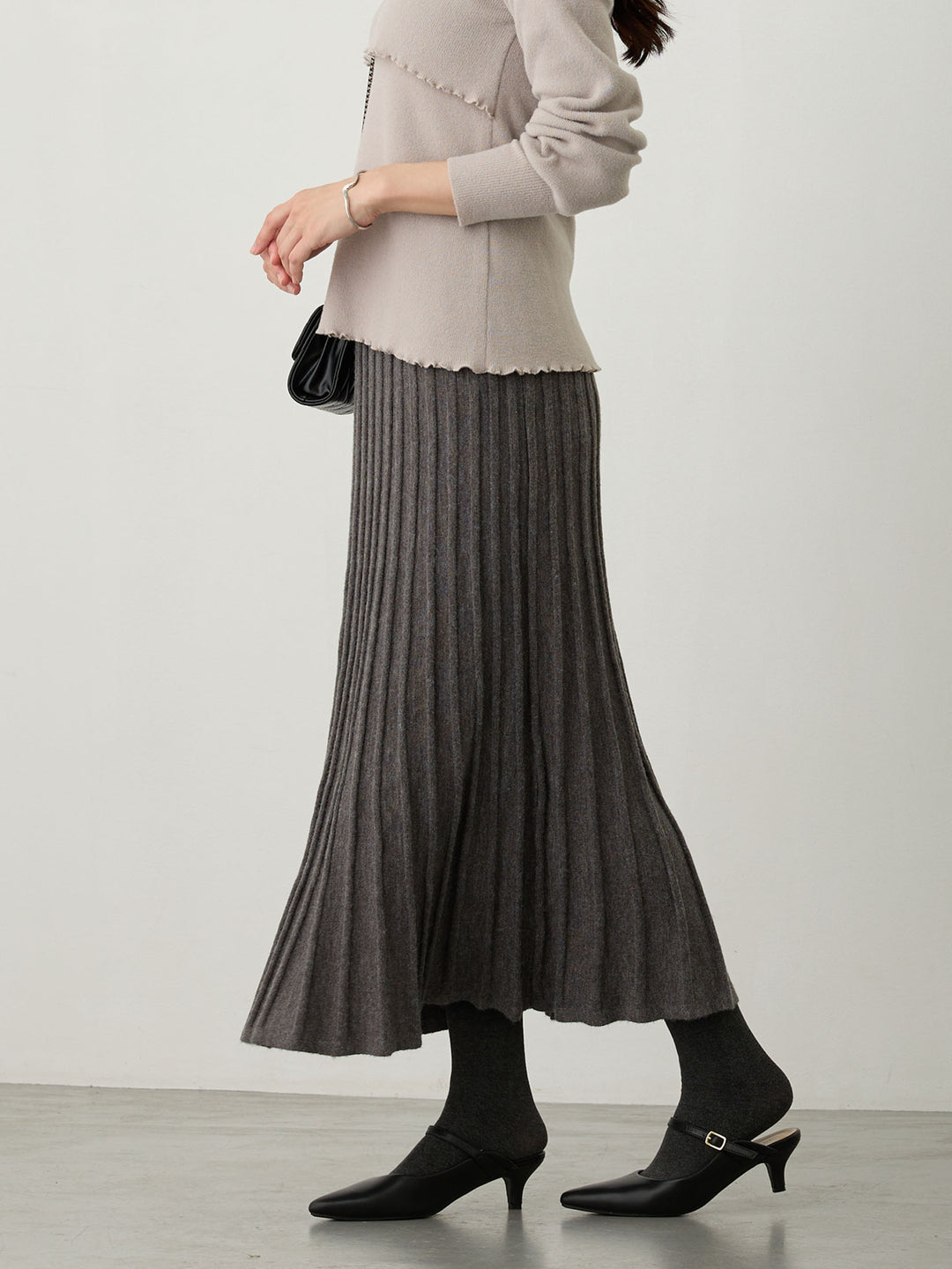 ニットプリーツスカート Gray