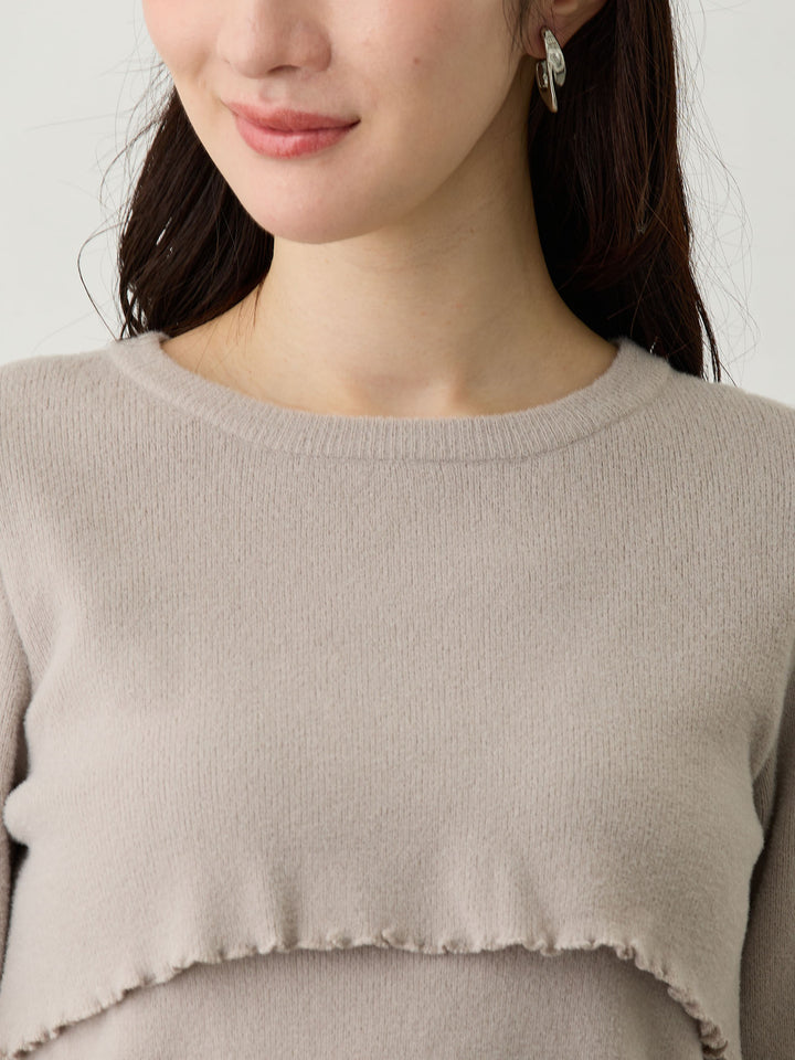 シンプル授乳ニット Brown