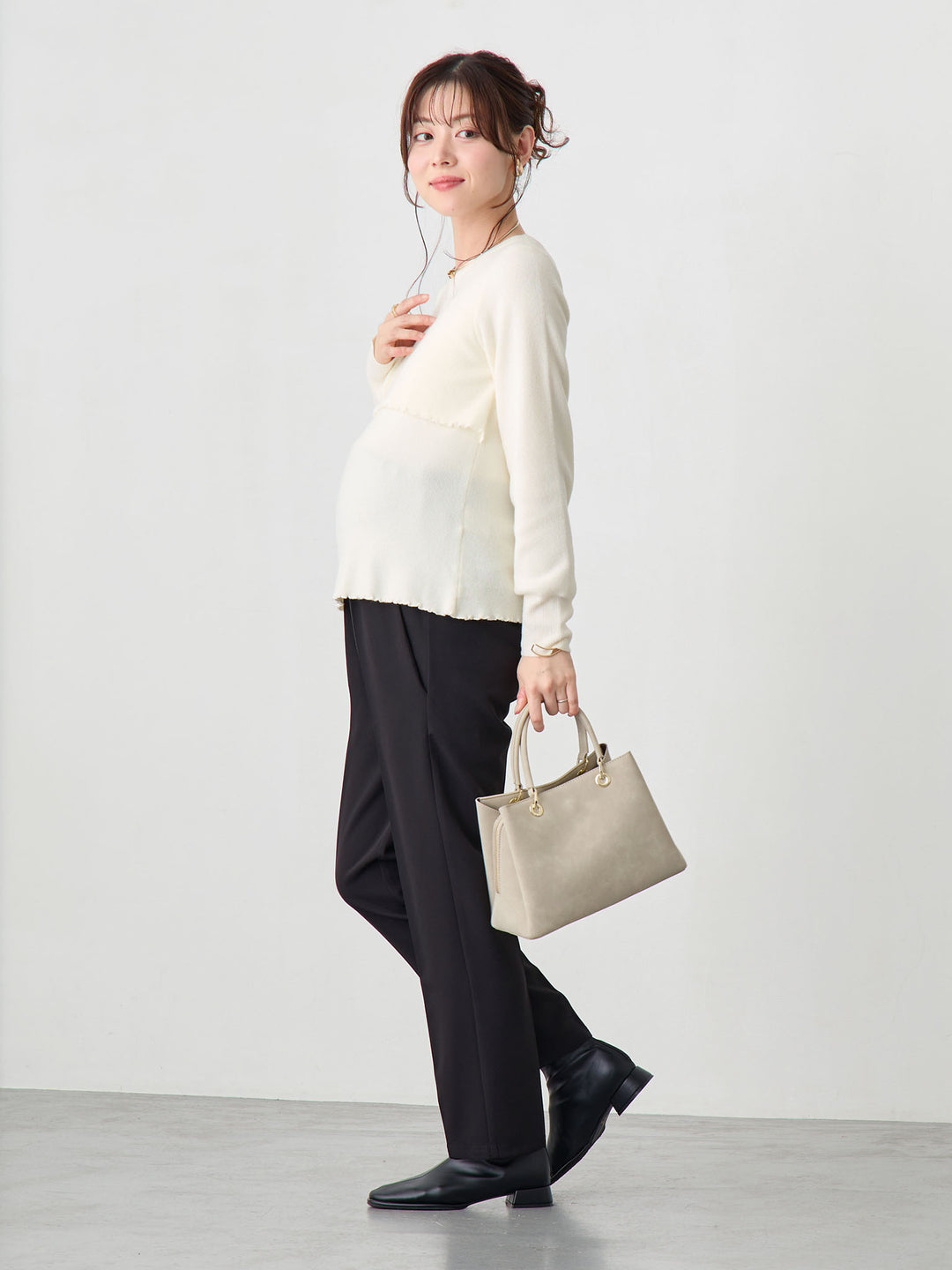 シンプル授乳ニット Ivory