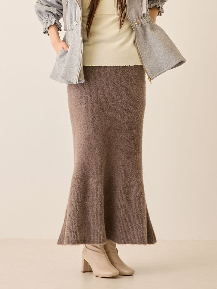 シャギーニットマーメイドスカート Charcoal