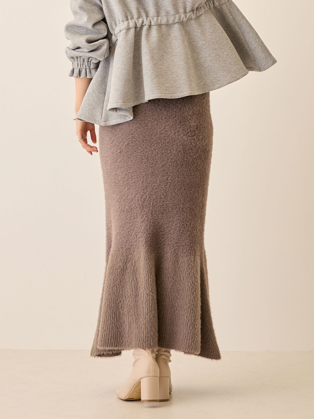 シャギーニットマーメイドスカート Charcoal