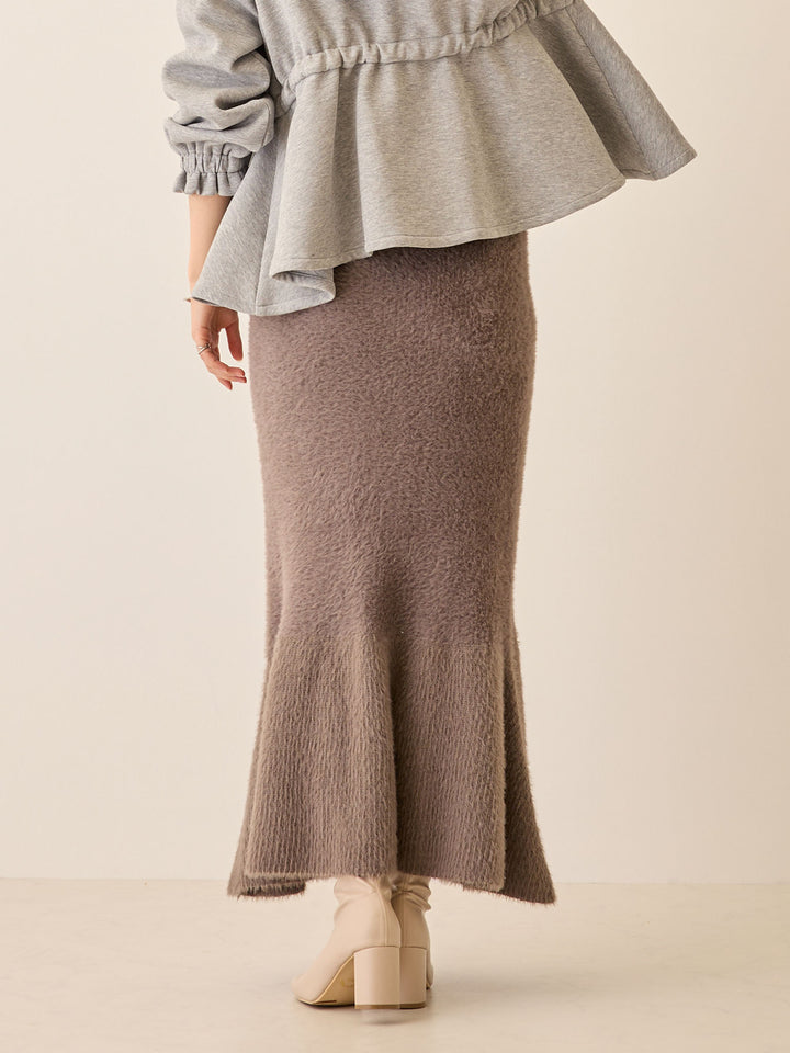 シャギーニットマーメイドスカート Charcoal