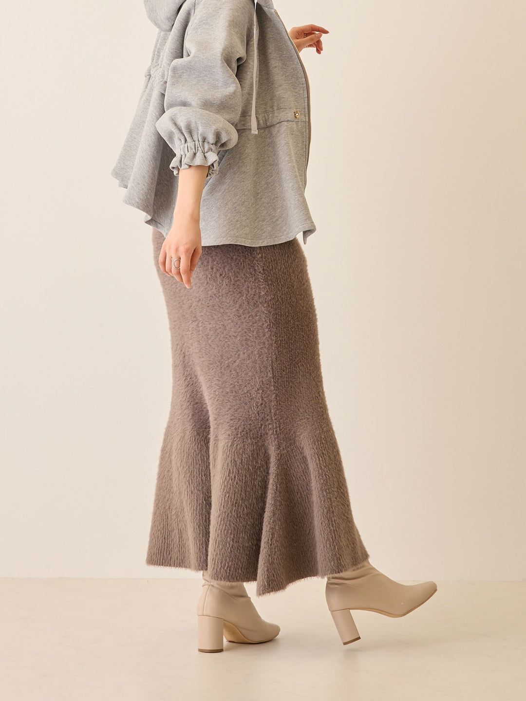 シャギーニットマーメイドスカート Charcoal