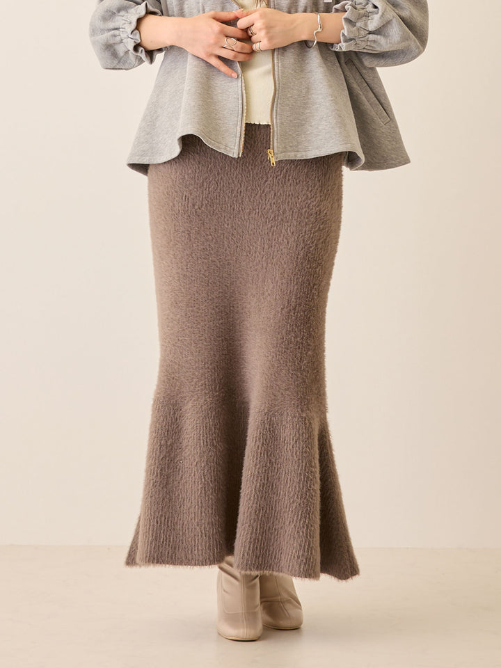 シャギーニットマーメイドスカート Charcoal