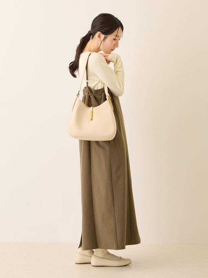 卡其色侧饰蝴蝶结吊带连衣裙