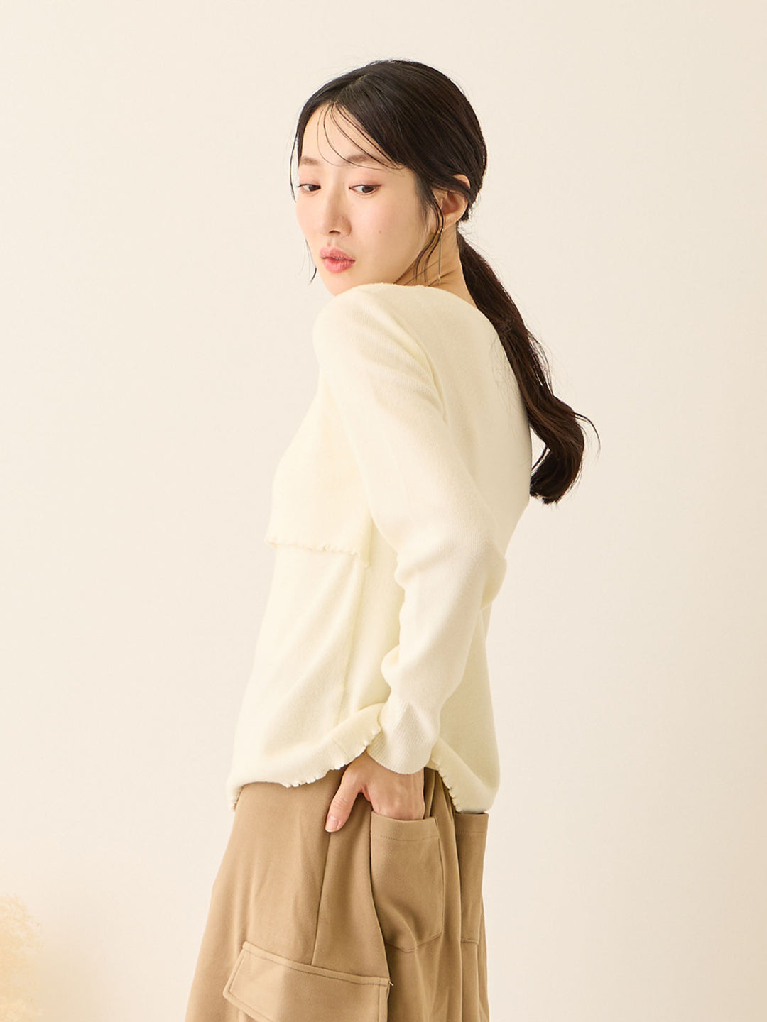 シンプル授乳ニット Ivory