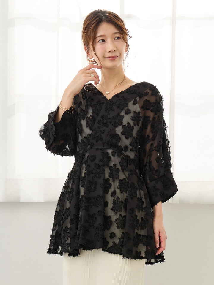 [孕妇/哺乳服] 羽毛荷叶边衬衫 象牙色